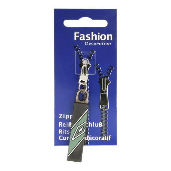 Reißverschlussanhänger/Zipperanhänger Schwarz/Grün